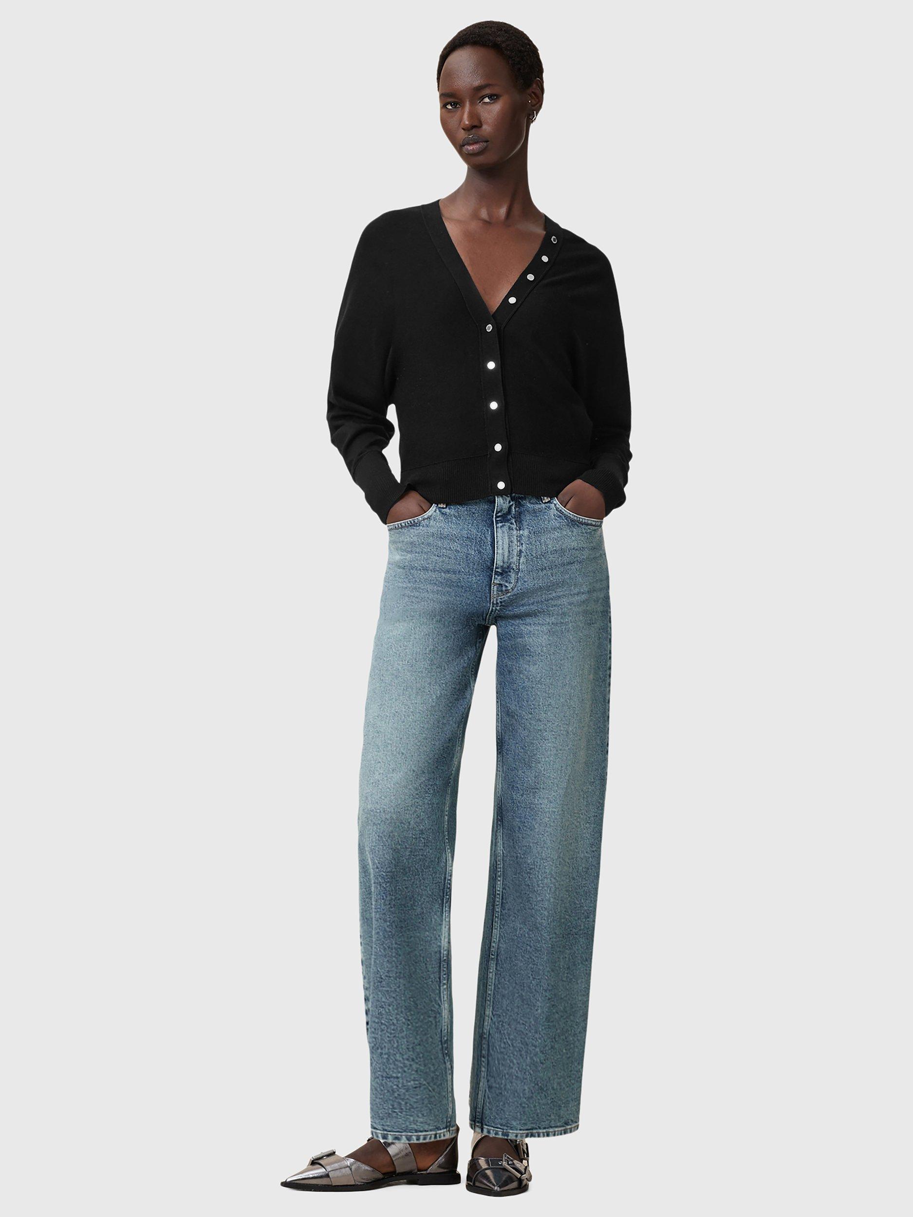 Product image 3 of 6, which shows AllSaints Honor Wool V-Neck Cardigan, Black, L