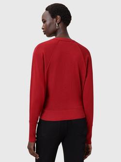 AllSaints Honor Wool V-Neck Cardigan - view 2, Crimson Red