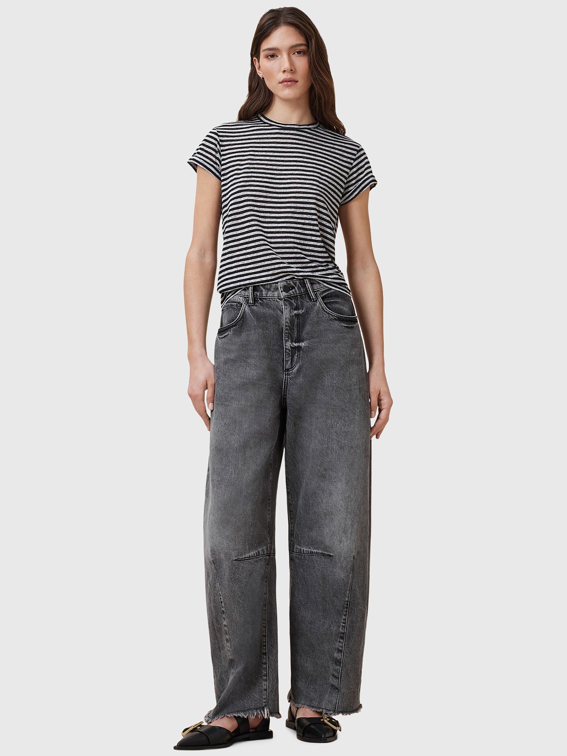 Product image 6 of 7, which shows AllSaints Anna Stripe T-Shirt, Chalk/Ink, L
