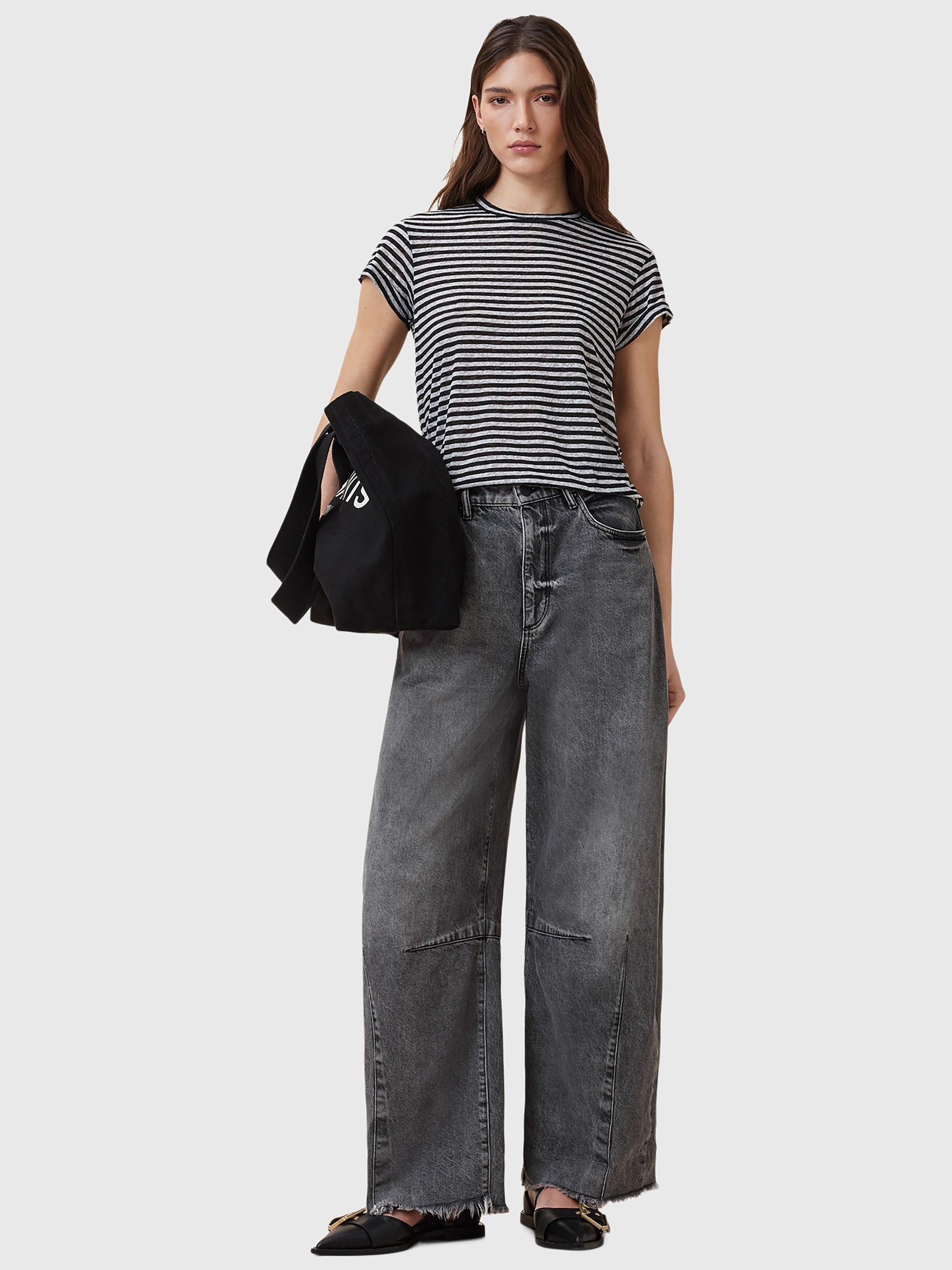 Product image 7 of 7, which shows AllSaints Anna Stripe T-Shirt, Chalk/Ink, L