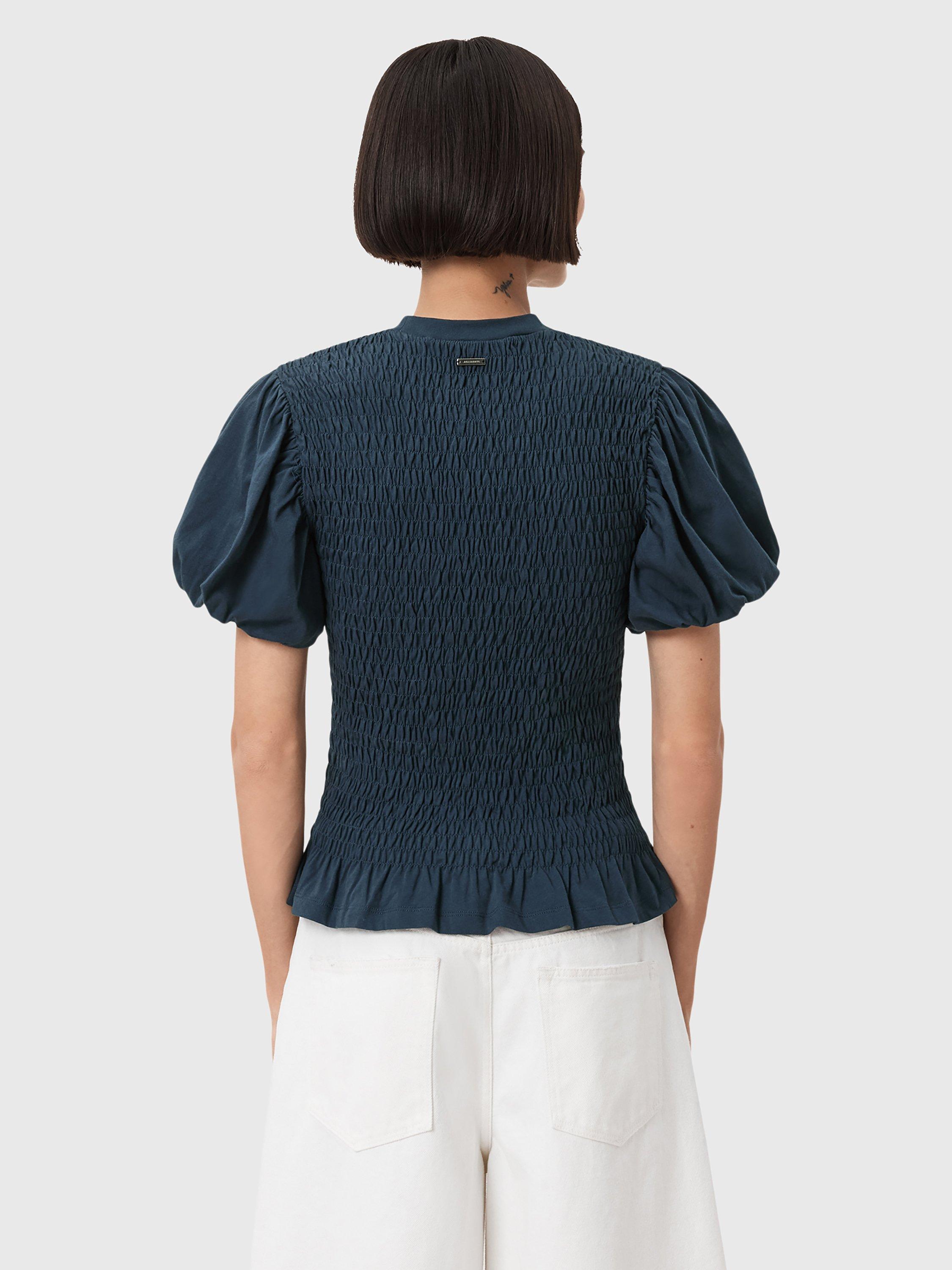 Product image 2 of 8, which shows AllSaints Dael Cotton Top, Midnight Blue, XS
