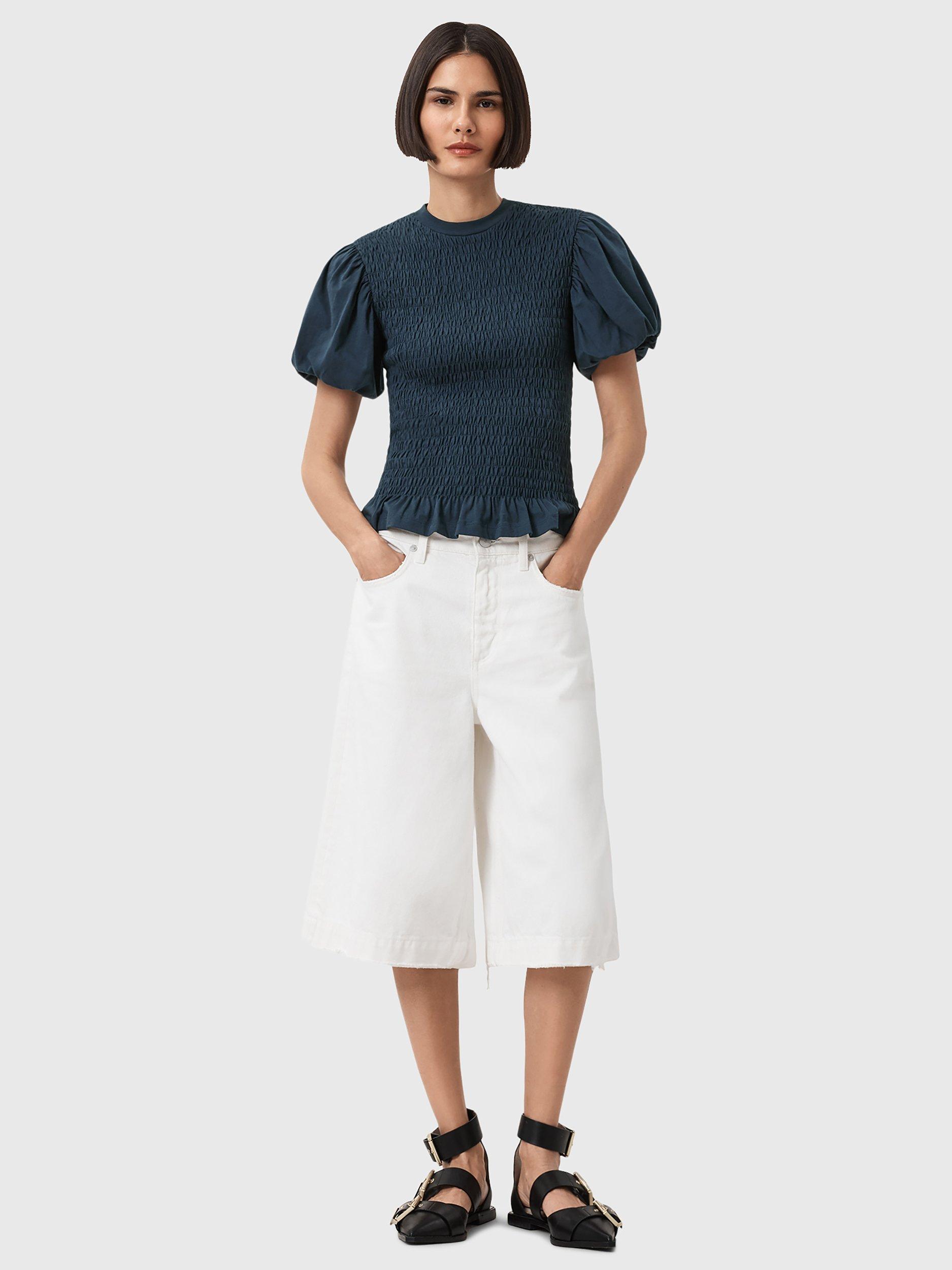 Product image 3 of 8, which shows AllSaints Dael Cotton Top, Midnight Blue, XS