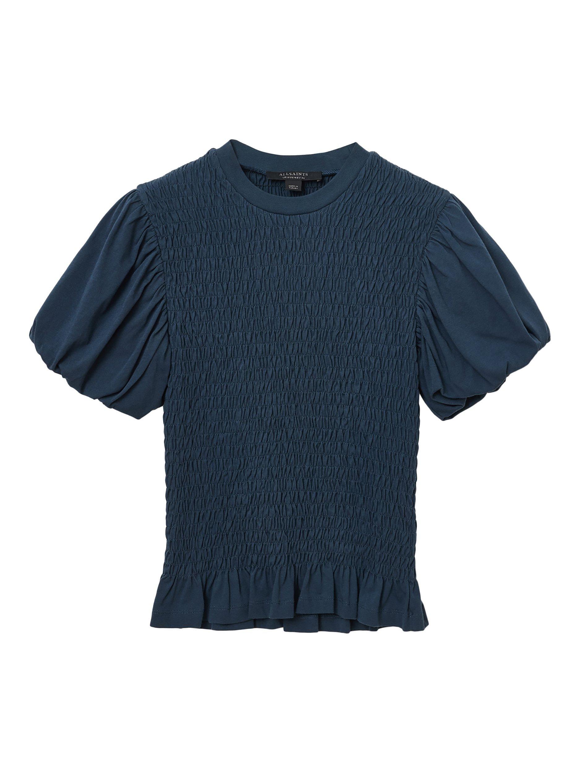 Product image 4 of 8, which shows AllSaints Dael Cotton Top, Midnight Blue, XS