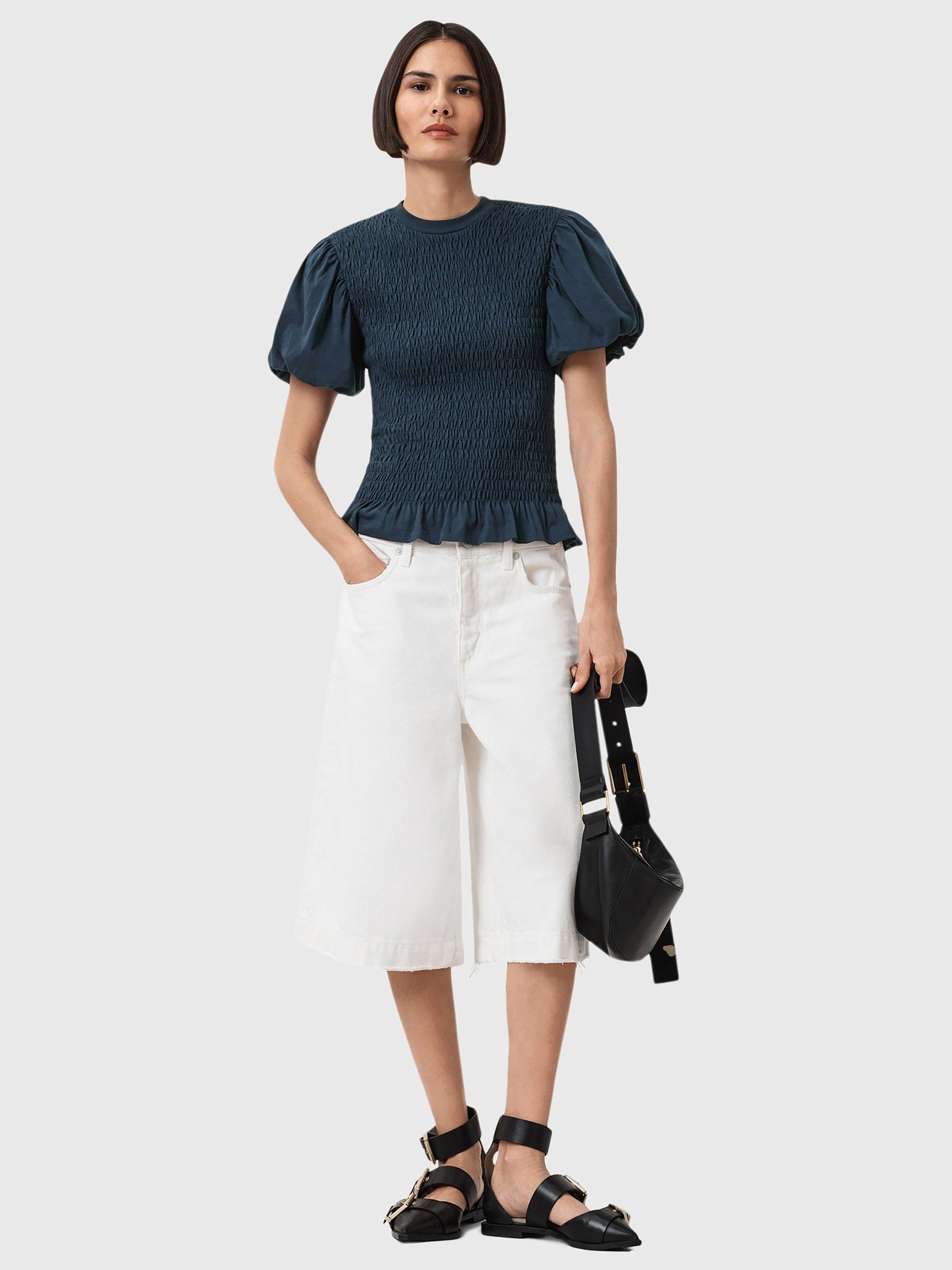 Product image 7 of 8, which shows AllSaints Dael Cotton Top, Midnight Blue, XS