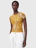 AllSaints Ellie Floral Mesh T-Shirt, Armada Deep Yellow