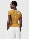 AllSaints Ellie Floral Mesh T-Shirt, Armada Deep Yellow