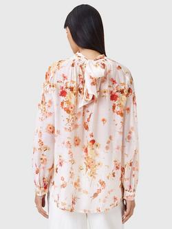 AllSaints Pearla Floral Silk Blend Blouse, Armada White/Multi - view 2, Armada White/Multi