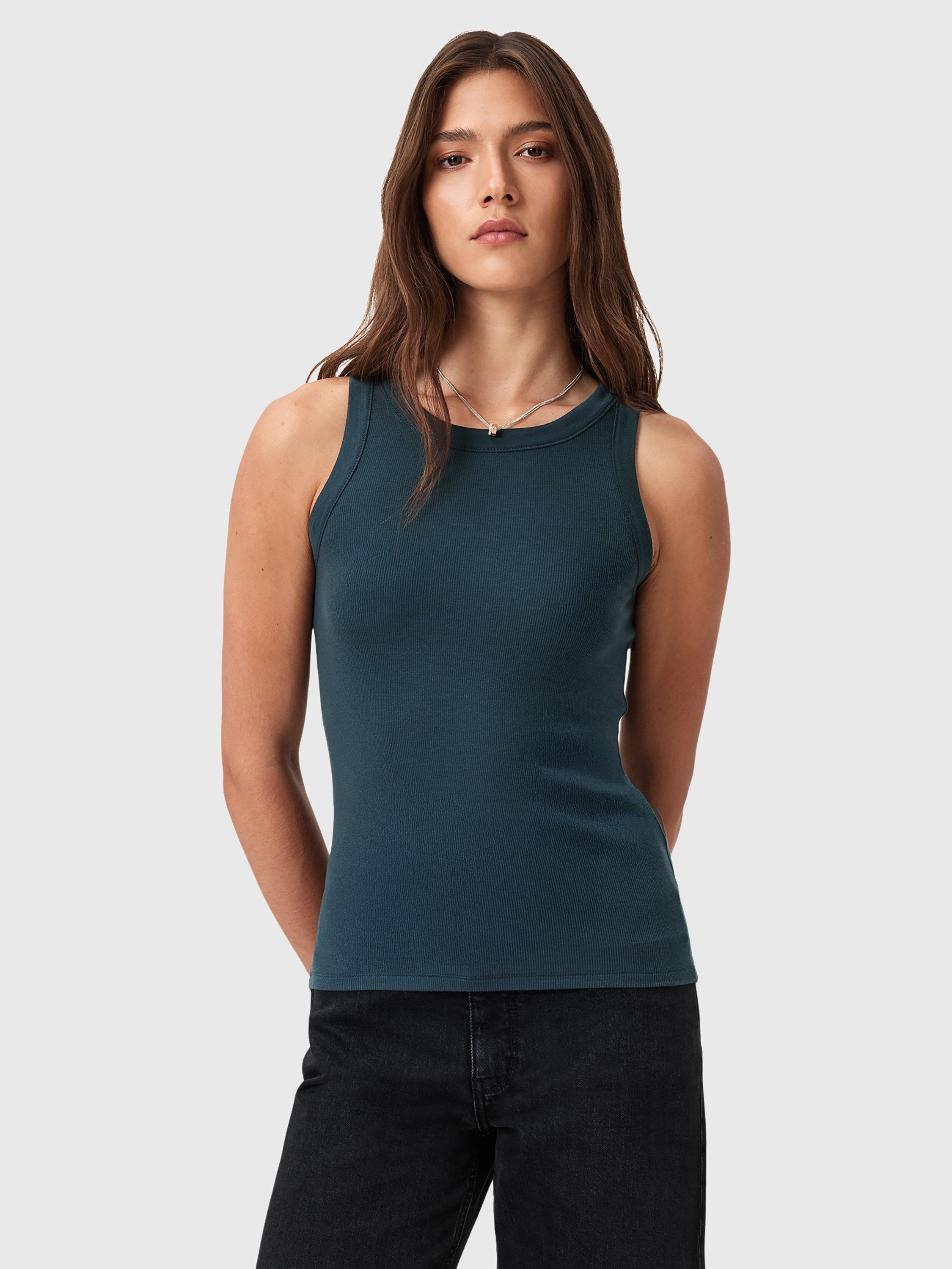 Product image 1 of 1, which shows AllSaints Rina Tank Top, Dark Slate Blue, XS