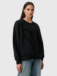 AllSaints Piper Cotton Relaxed Sweatshirt, Black