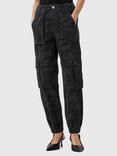 AllSaints Freda Camouflage Denim Cargo Trousers, Camo Ink Blue