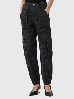 AllSaints Freda Camouflage Denim Cargo Trousers, Camo Ink Blue, Camo Ink Blue