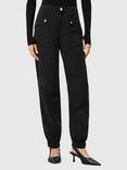 AllSaints Val Linen Blend Tapered Cargo Trousers, Midnight Blue