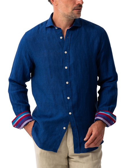 KOY Regular Fit Linen Shirt, Blue Royal