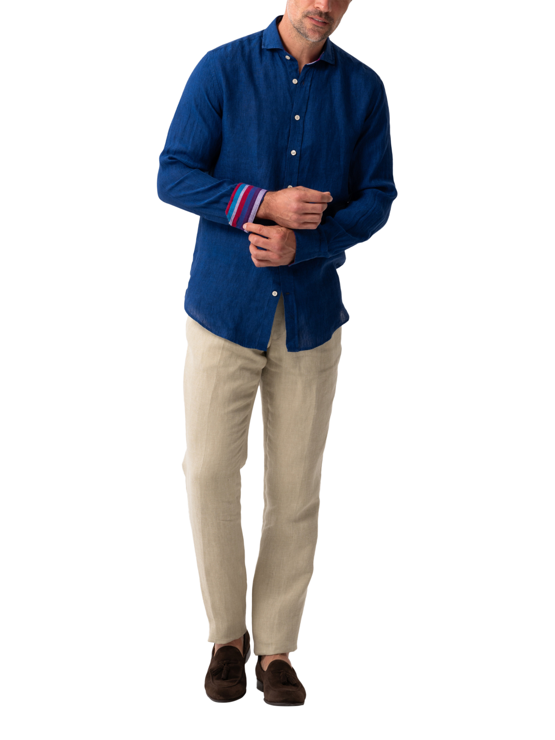 Product image 3 of 7, which shows KOY Regular Fit Linen Shirt, Blue Royal, S