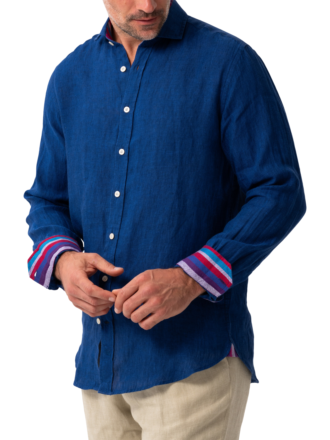 Product image 4 of 7, which shows KOY Regular Fit Linen Shirt, Blue Royal, S