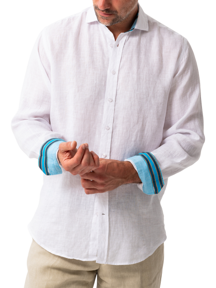KOY Regular Fit Linen Shirt, White