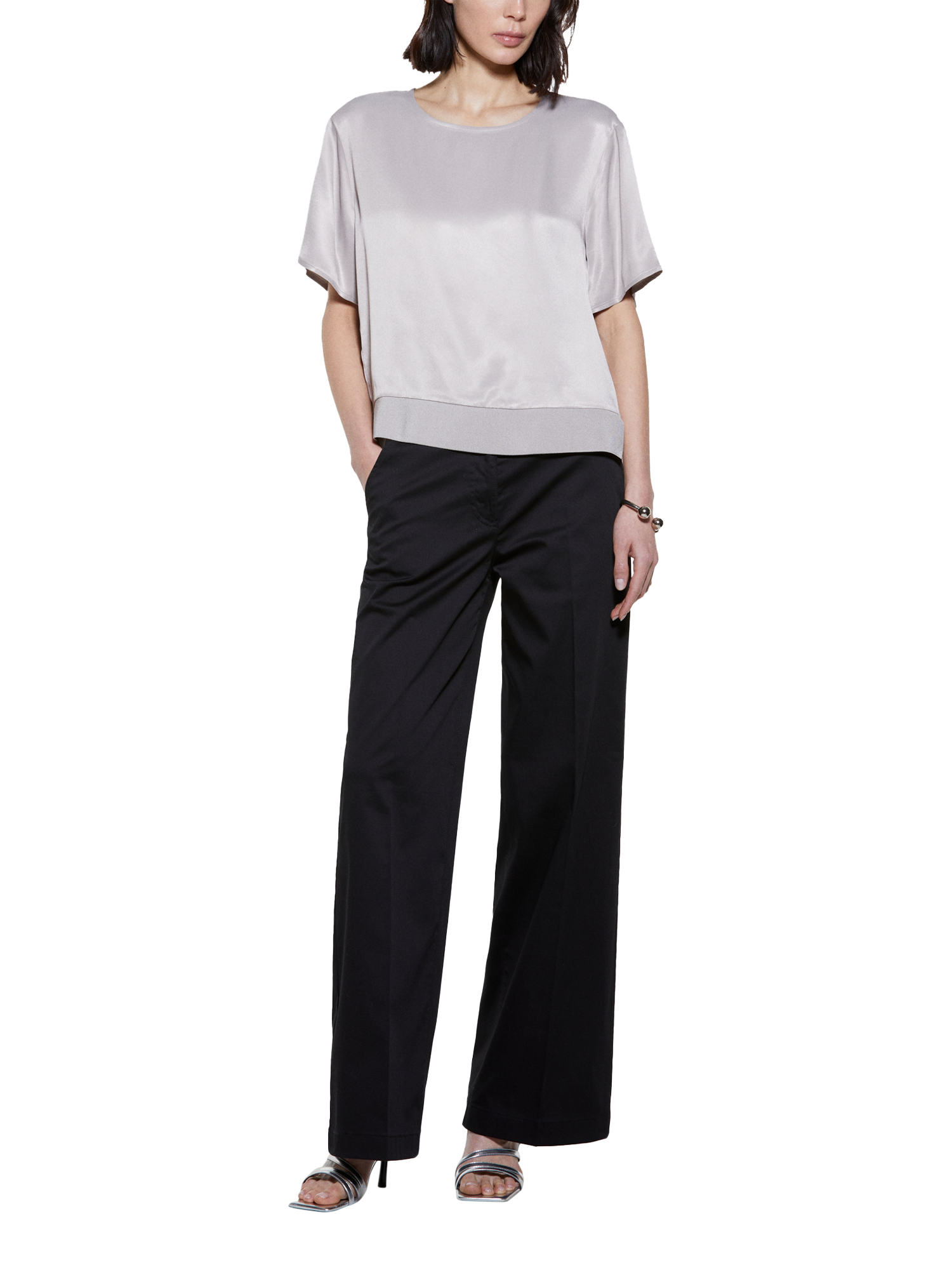 Product image 3 of 5, which shows SISLEY Mid Rise Wide Leg Trousers, Black, 8