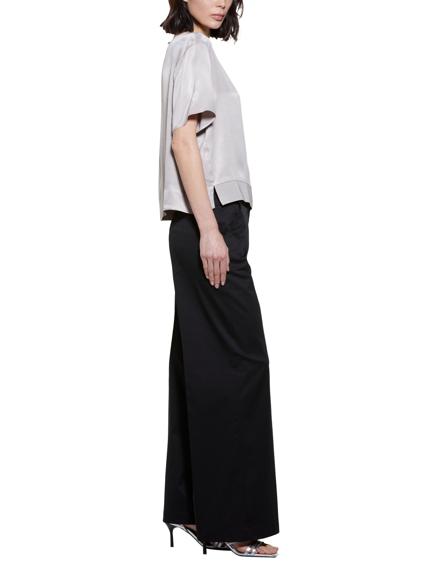 Product image 4 of 5, which shows SISLEY Mid Rise Wide Leg Trousers, Black, 8