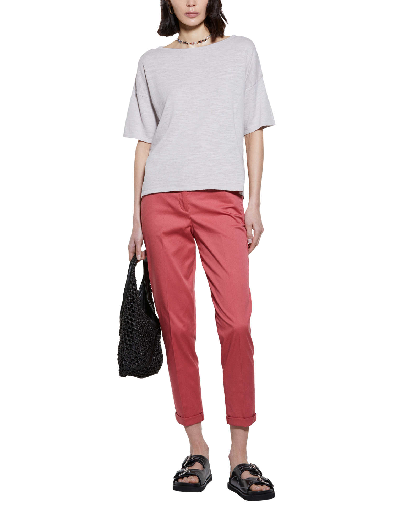 Product image 3 of 5, which shows SISLEY Tailored Cigarette Trousers, Pink, 8