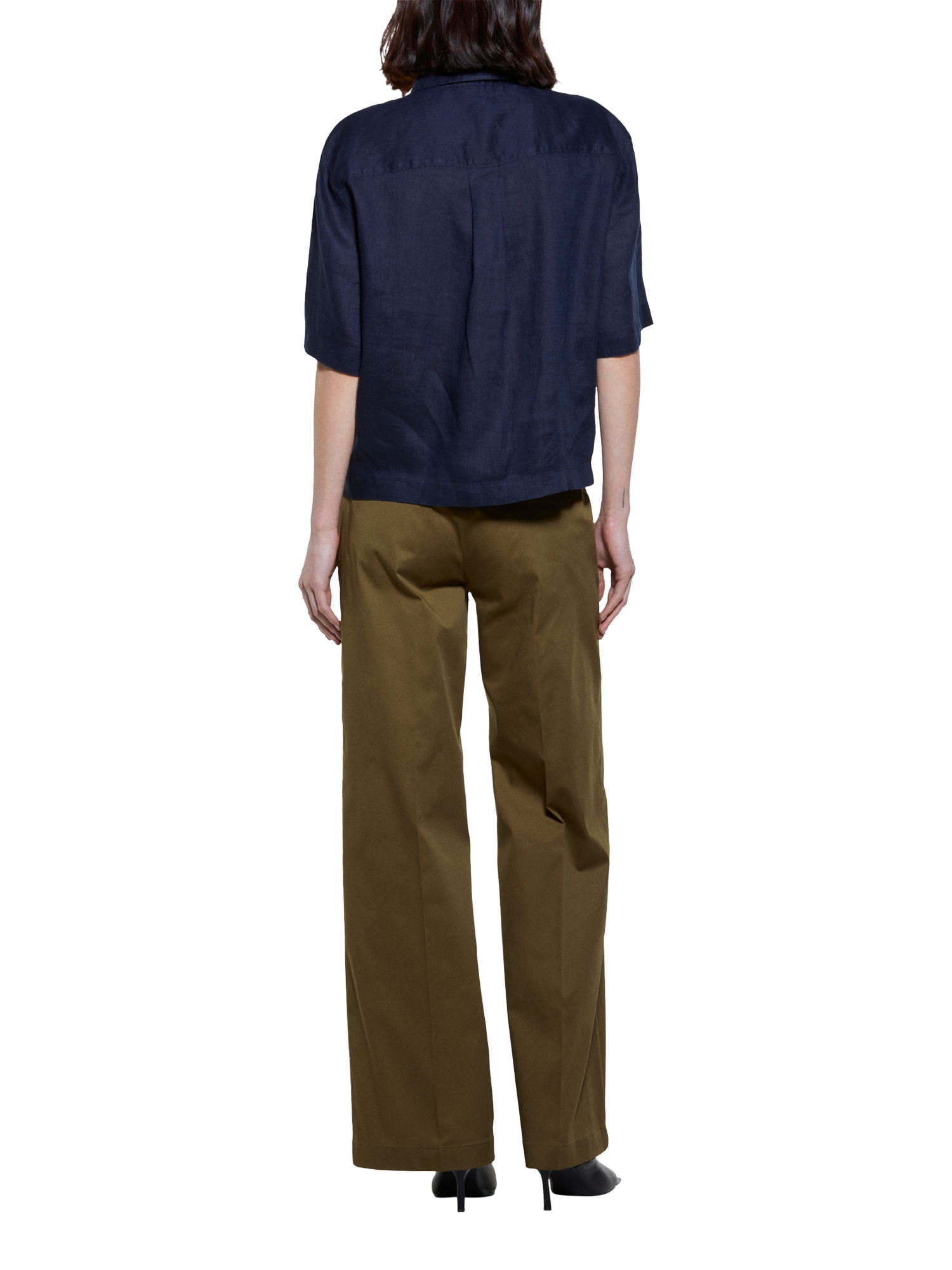 Product image 2 of 5, which shows SISLEY Mid Rise Wide Leg Trousers, Green, 10