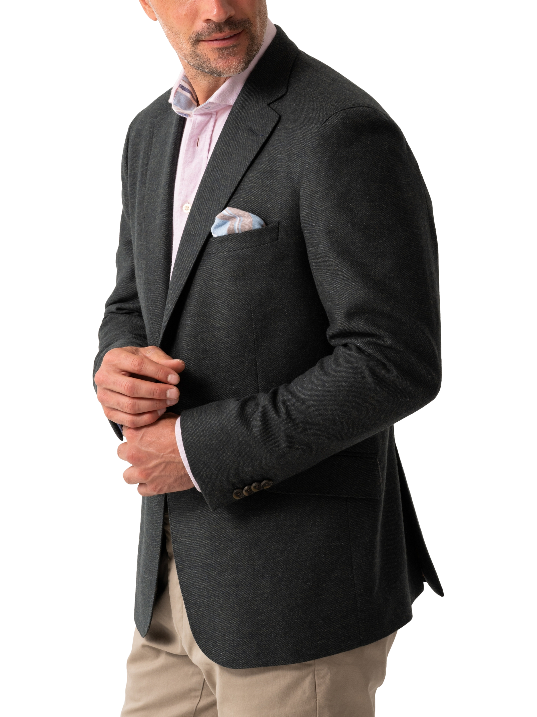 Product image 4 of 8, which shows KOY Wool and Cashmere Blend Blazer, Green, 38R