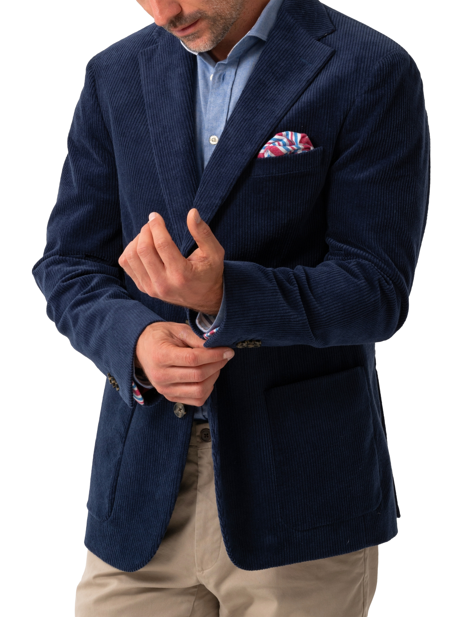 Product image 1 of 9, which shows KOY Single Breasted Corduroy Blazer, Blue Teal, 38R