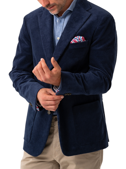 KOY Single Breasted Corduroy Blazer, Blue Teal, Blue Teal