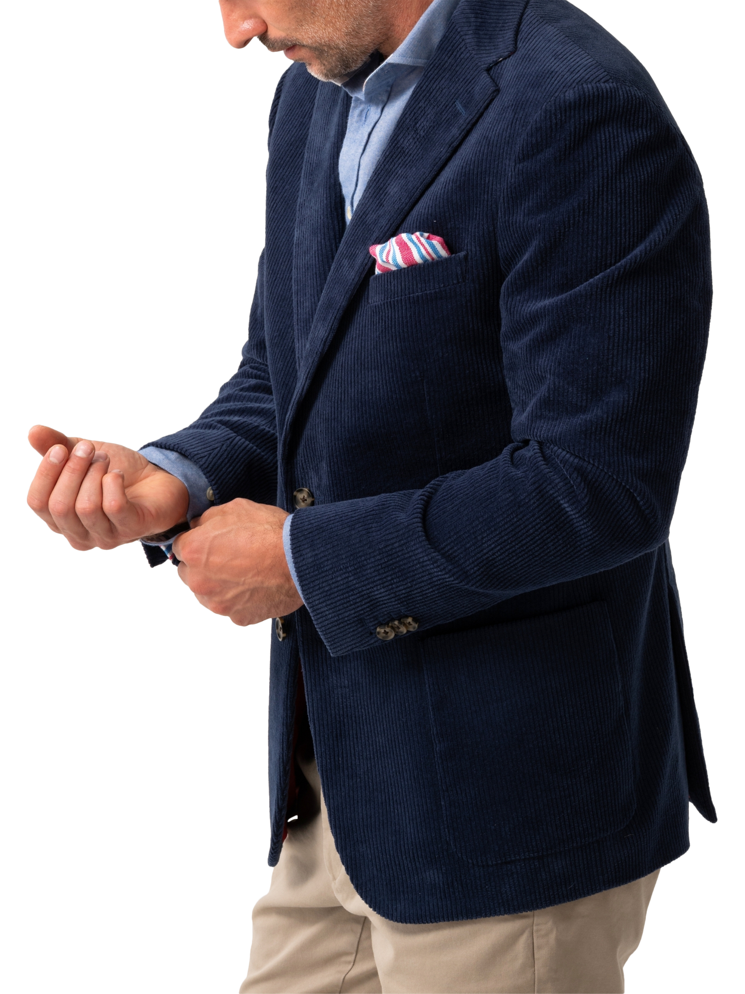 Product image 4 of 9, which shows KOY Single Breasted Corduroy Blazer, Blue Teal, 38R