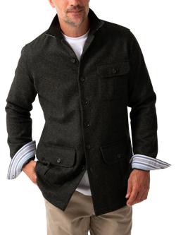 KOY Button Through Wool Shirt Jacket, Green, Green