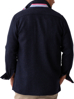 KOY Kenyan Kikoy Wool Shacket, Navy - view 2, Navy