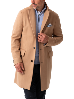 KOY Single Breasted Wool Blend Coat, Camel, Camel