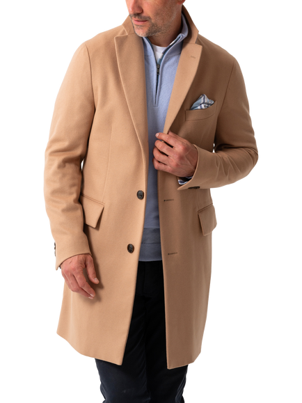 KOY Single Breasted Wool Blend Coat, Camel, Camel