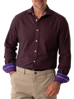 KOY Regular Fit Cotton Cashmere Blend Shirt, Red Burgundy