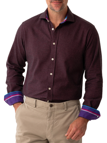 KOY Regular Fit Cotton Cashmere Blend Shirt, Red Burgundy