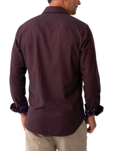KOY Regular Fit Cotton Cashmere Blend Shirt - view 2, Red Burgundy