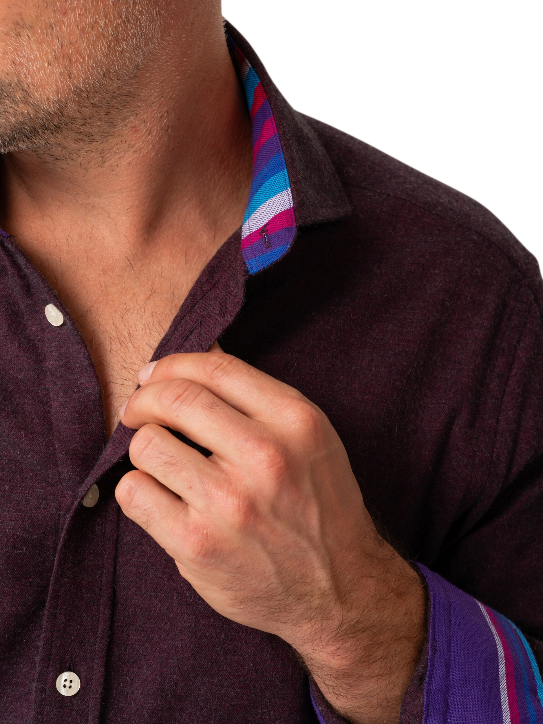 Product image 6 of 8, which shows KOY Regular Fit Cotton Cashmere Blend Shirt, Red Burgundy, S