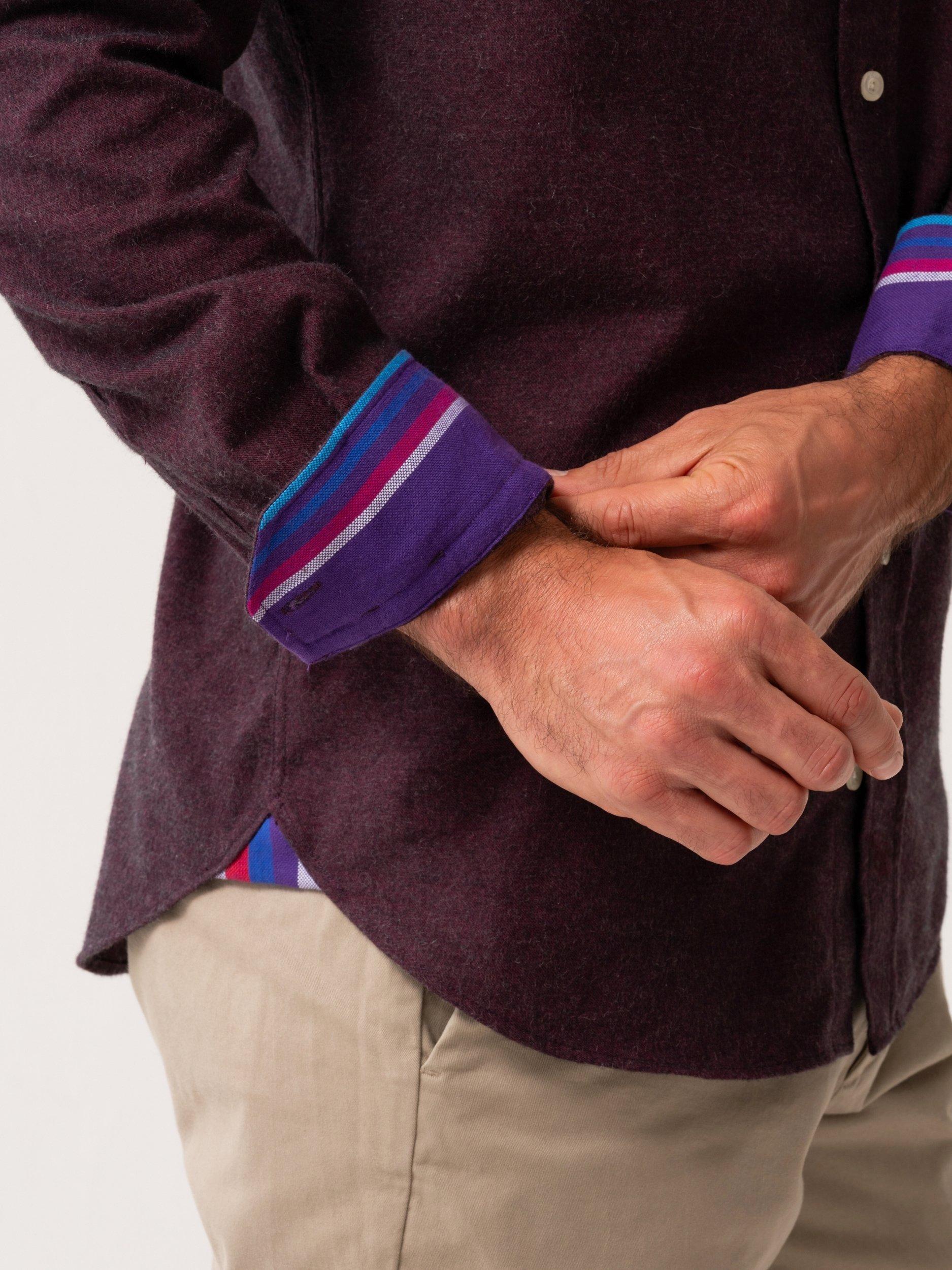 Product image 7 of 8, which shows KOY Regular Fit Cotton Cashmere Blend Shirt, Red Burgundy, S