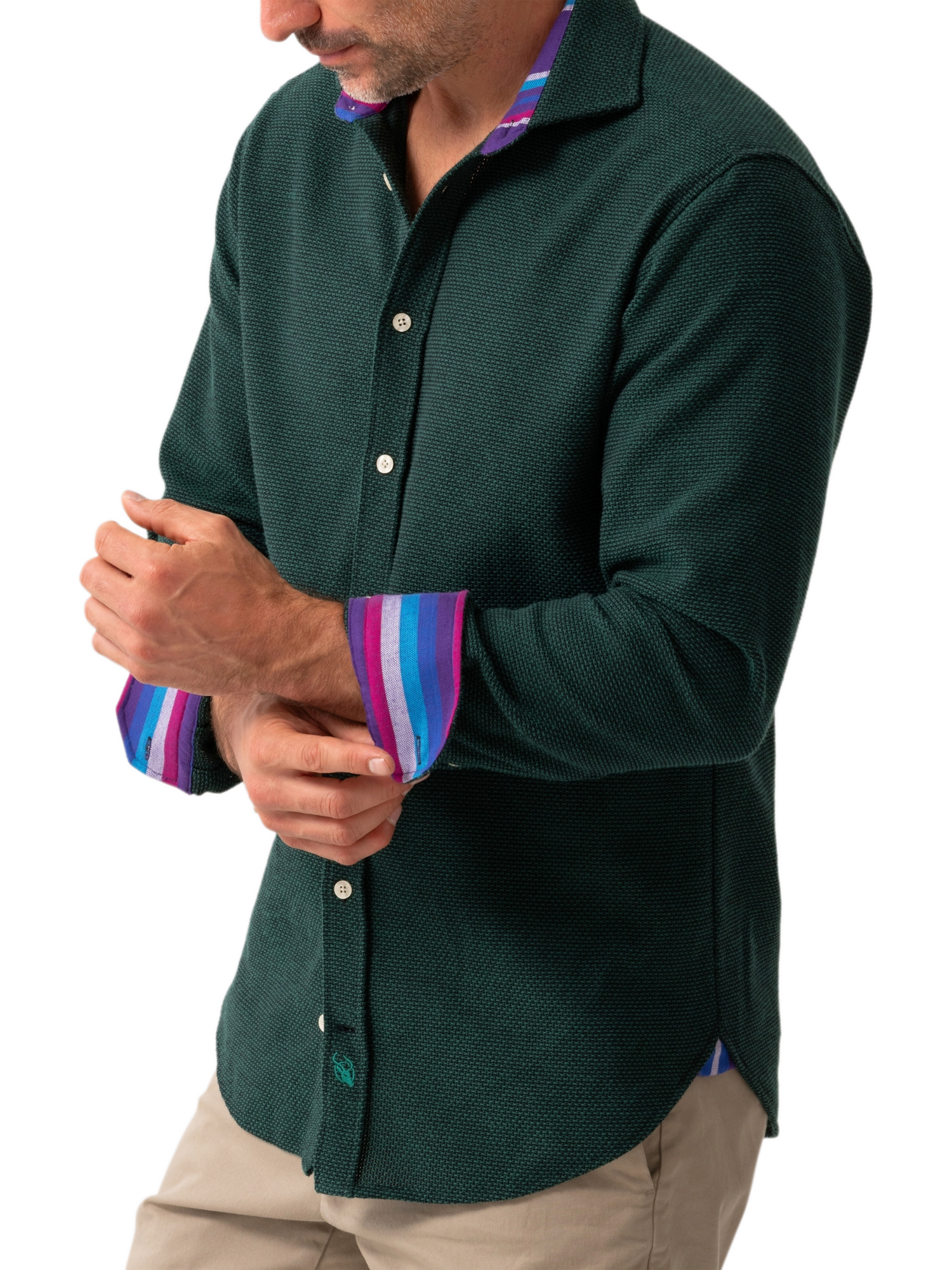 Product image 4 of 9, which shows KOY Regular Fit Cotton Shirt, Green Mid, S