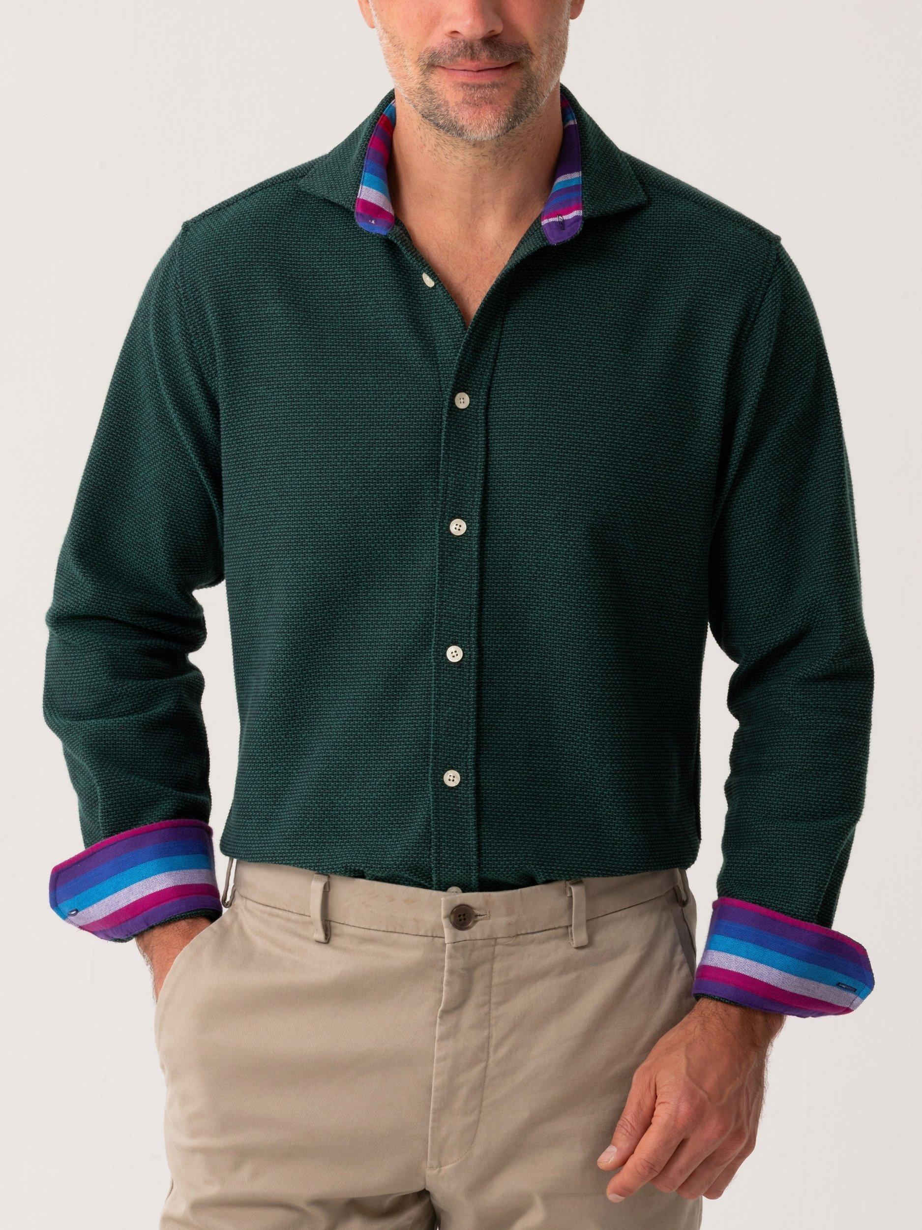 Product image 8 of 9, which shows KOY Regular Fit Cotton Shirt, Green Mid, S