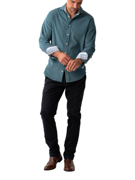 KOY Cotton Regular Fit African Kikoy Fabric Corduroy Shirt, Blue Light, Blue Light