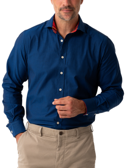 KOY Cotton Regular Fit African Kikoy Oxford Shirt, Blue Navy, Blue Navy