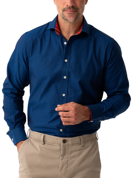 KOY Cotton Regular Fit African Kikoy Oxford Shirt, Blue Navy, Blue Navy