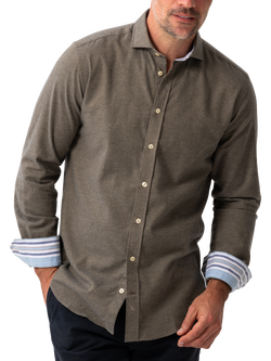 KOY Regular Fit Cotton Cashmere Blend Shirt, Green Olive