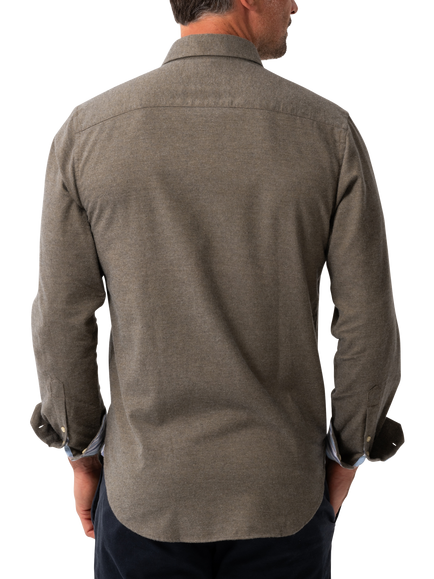 KOY Regular Fit Cotton Cashmere Blend Shirt - view 2, Green Olive
