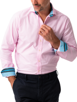 KOY Oxford Cotton Regular Fit African Kikoy Shirt, Pink Mid, Pink Mid