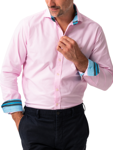 KOY Oxford Cotton Regular Fit African Kikoy Shirt, Pink Mid, Pink Mid
