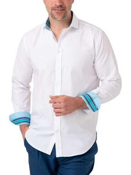 KOY Pinpoint Oxford Cotton Shirt, White, White