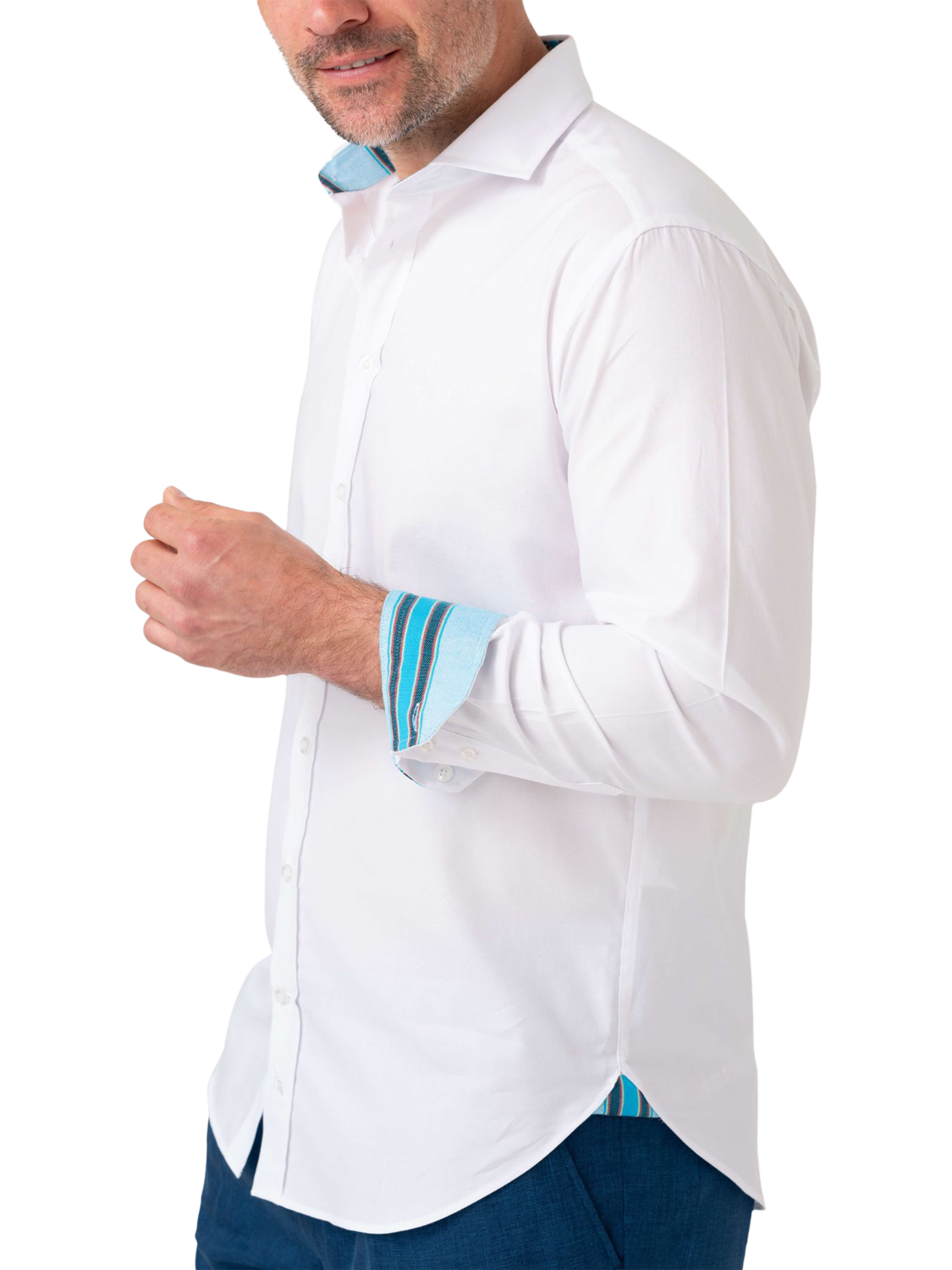 Product image 4 of 7, which shows KOY Pinpoint Oxford Cotton Shirt, White, S