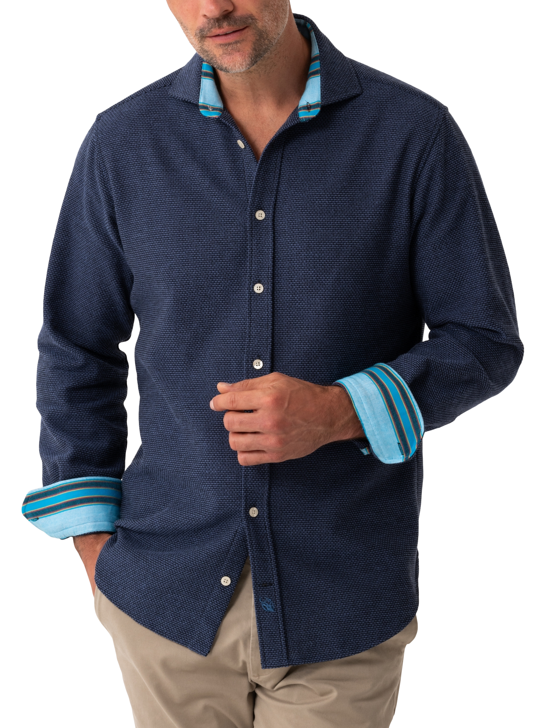 Product image 1 of 8, which shows KOY Regular Fit Cotton Shirt, Blue Mid, S