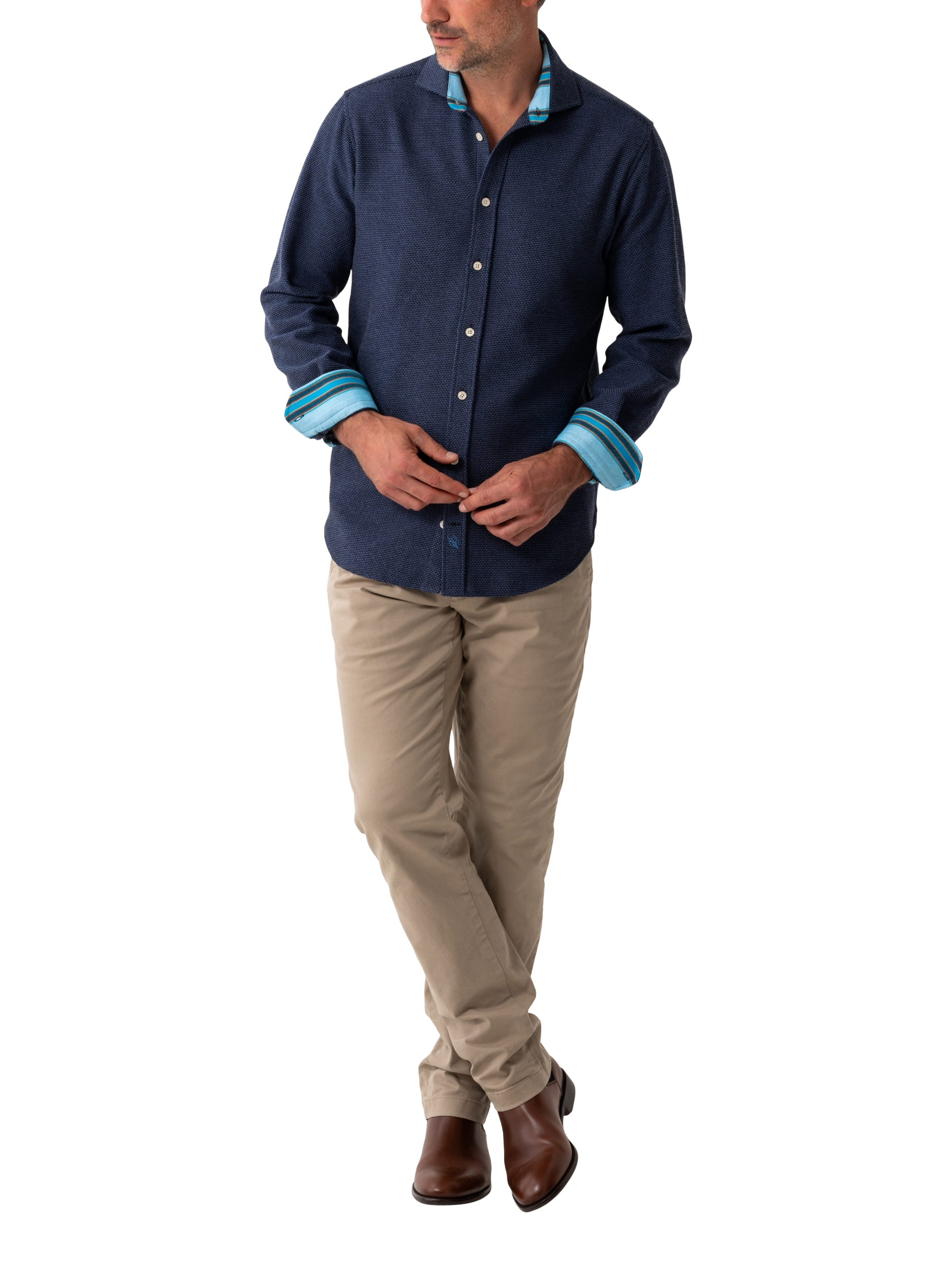Product image 3 of 8, which shows KOY Regular Fit Cotton Shirt, Blue Mid, S